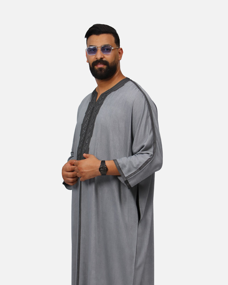 كندورة المليفة إكسترا 100% يدوية الصنع - رمادي