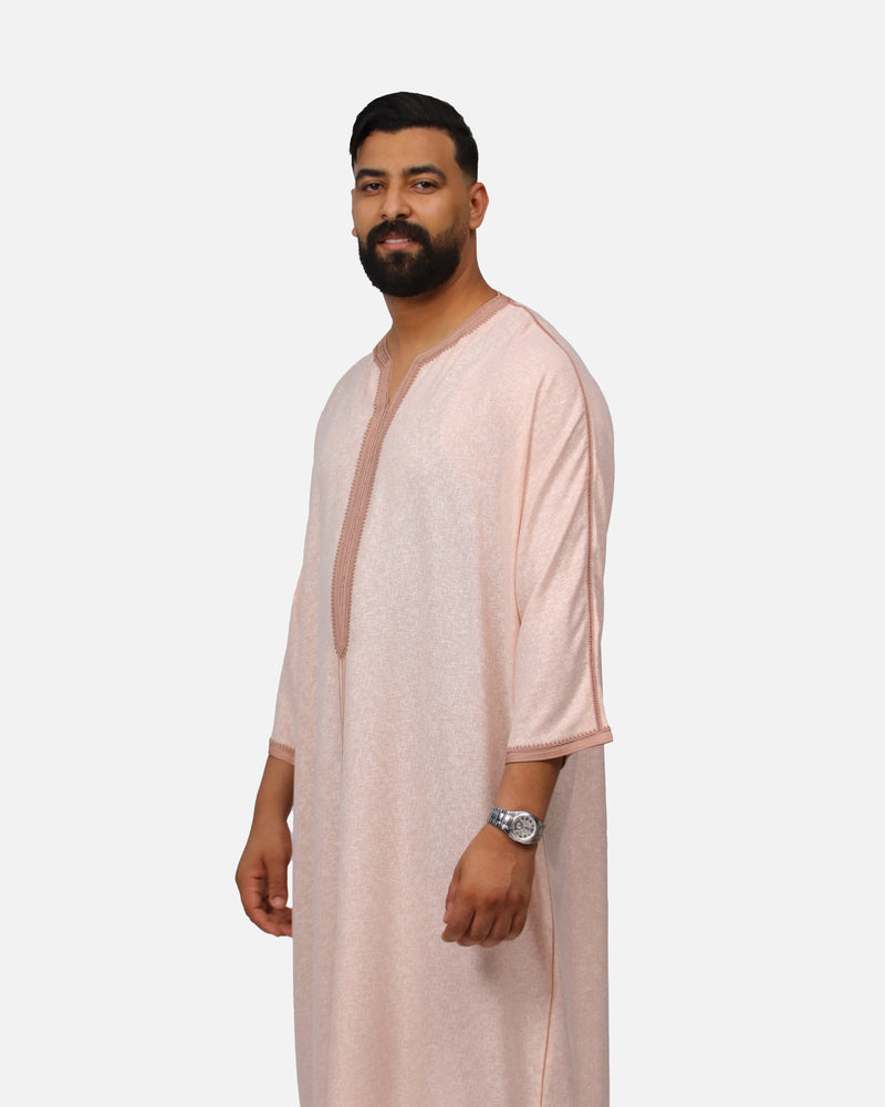 كندورة 100% يدوية الصنع من توب الكتان ـ وردي