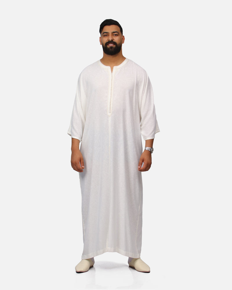 كندورة من ثوب لولان بطرزة يدوية ـ أبيض