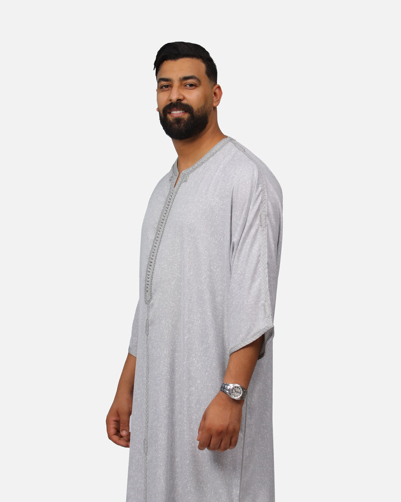 كندورة من ثوب لولان بطرزة يدوية ـ رمادي