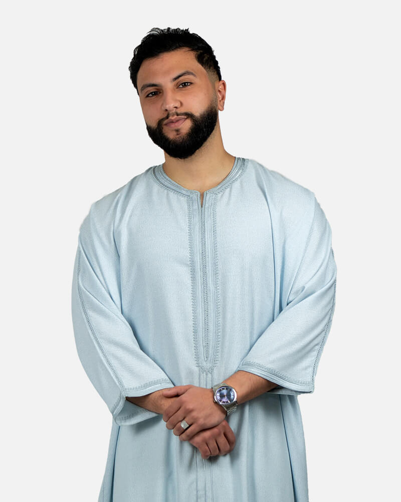 كندورة توب الكتان 100% يدوية الصنع ـ أزرق فاتح