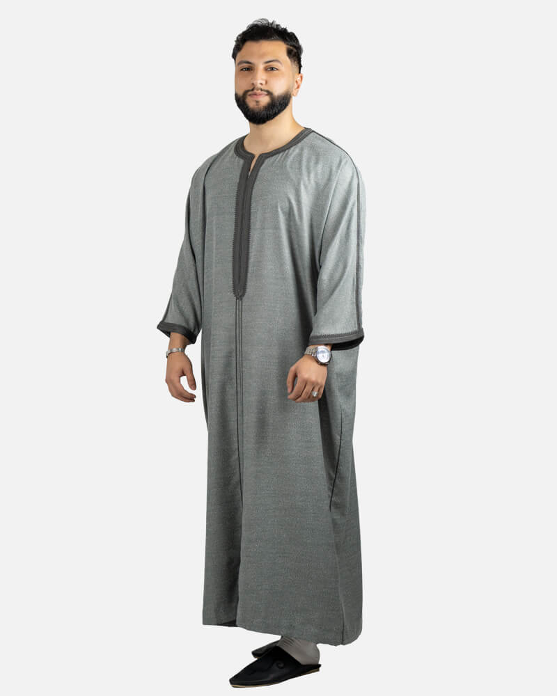 كندورة توب الكتان 100% يدوية الصنع ـ رمادي