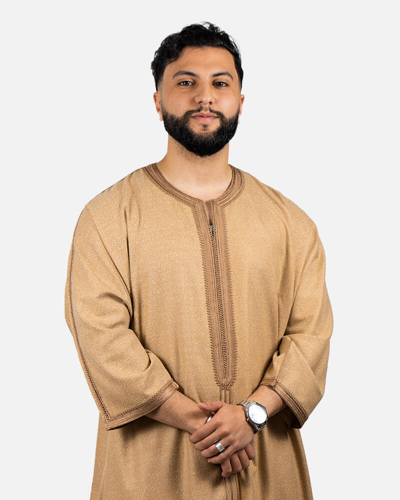 كندورة توب الكتان 100% يدوية الصنع ـ بني فاتح