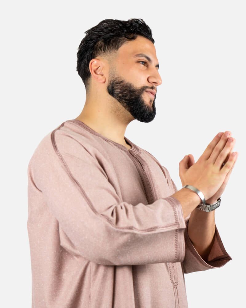 كندورة توب الكتان 100% يدوية الصنع ـ وردي