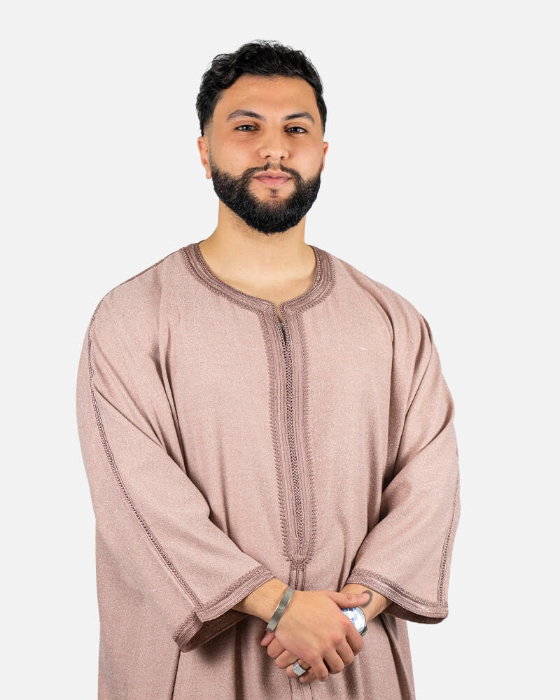 كندورة توب الكتان 100% يدوية الصنع ـ وردي