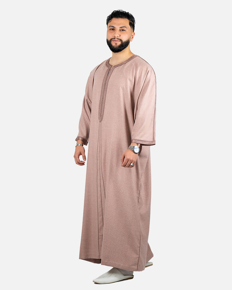 كندورة توب الكتان 100% يدوية الصنع ـ وردي