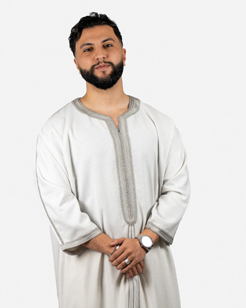 كندورة توب الكتان 100% يدوية الصنع ـ رمادي فاتح