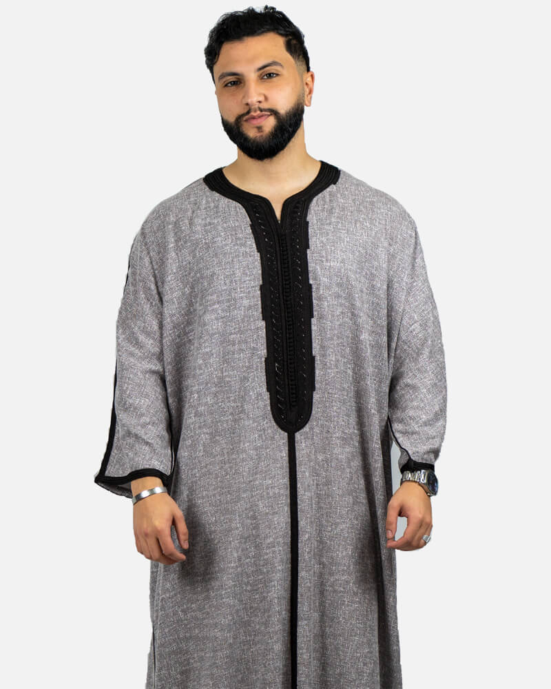 كندورة الكتان 100% يدوية الصنع ـ أسود