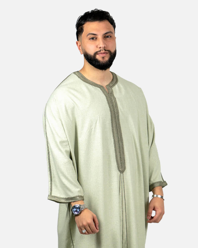 كندورة توب الكتان 100% يدوية الصنع ـ أخضر