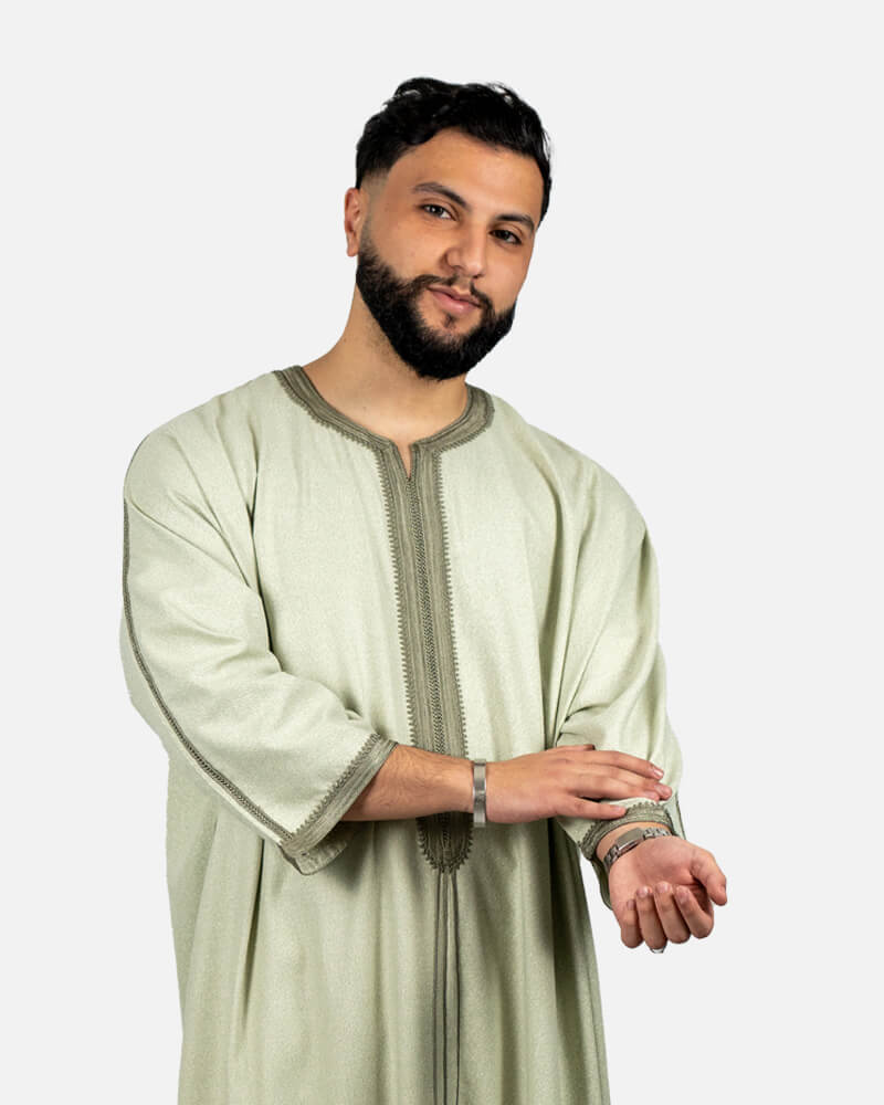 كندورة توب الكتان 100% يدوية الصنع ـ أخضر