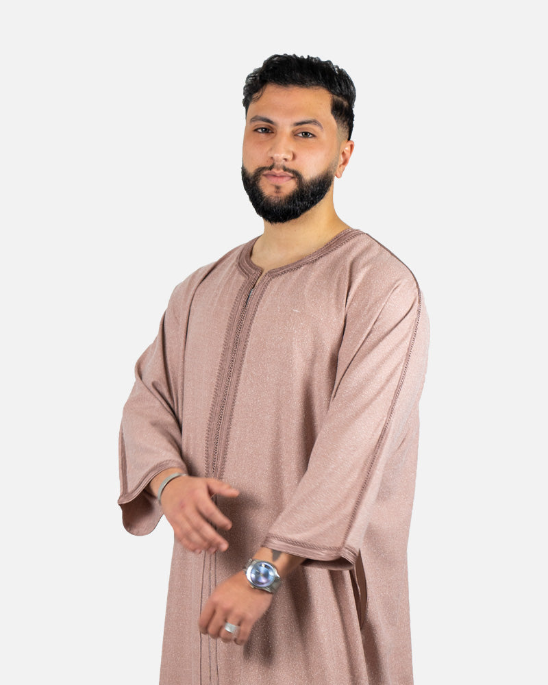 كندورة توب الكتان 100% يدوية الصنع ـ وردي