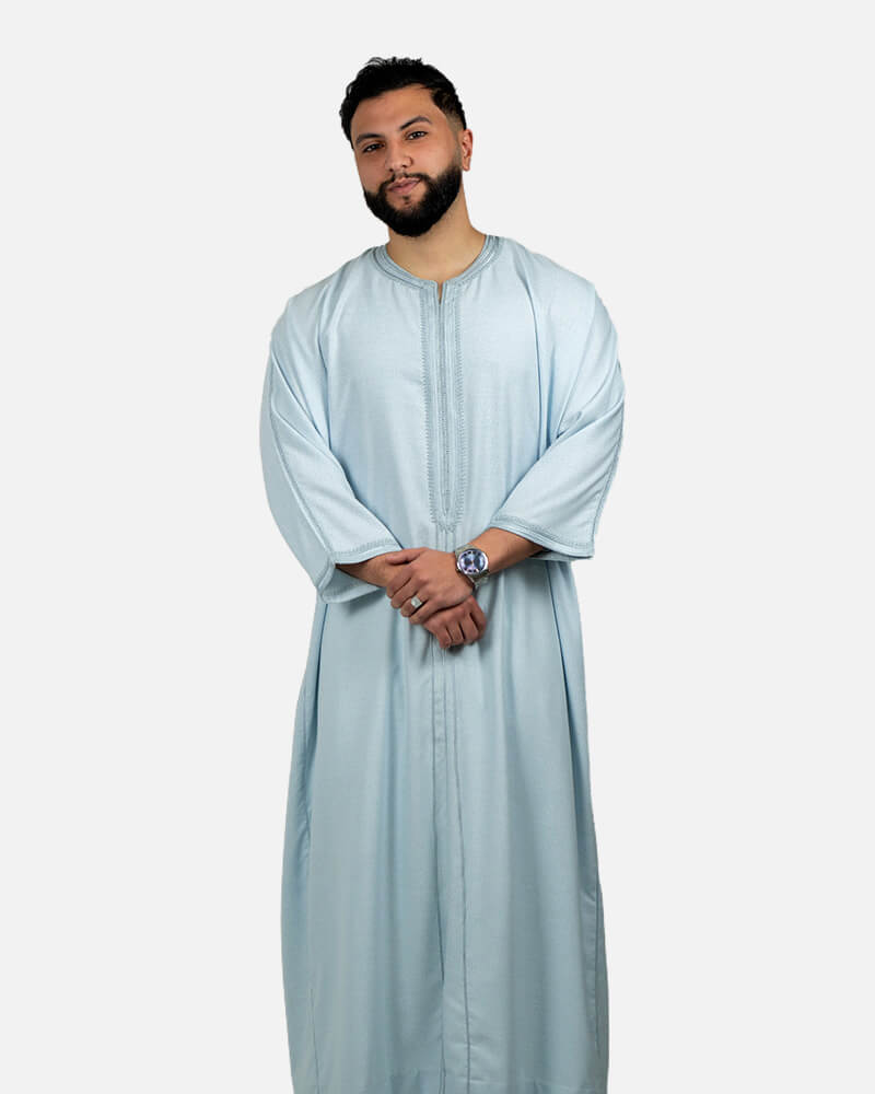 كندورة توب الكتان 100% يدوية الصنع ـ أزرق فاتح