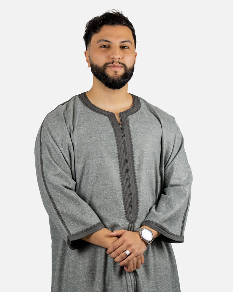 كندورة توب الكتان 100% يدوية الصنع ـ رمادي